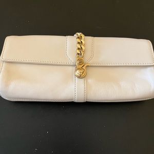 White leather clutch